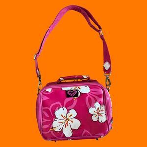 90's 00's vintage tropical pink floral y2k travel bag lunch box Roxy Girl